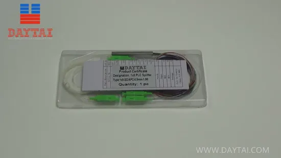 Factory Price Mini Passive Optical Splitter Steel Tube 0.9mm Sc/APC 1X8 Fiber Optic PLC Splitter