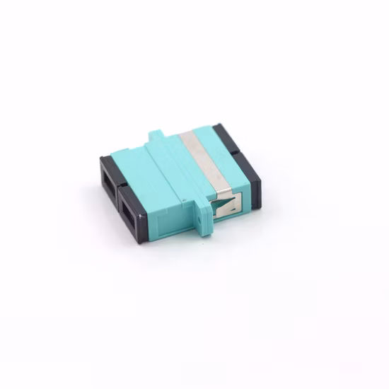 SC/PC Duplex Aqua Fiber Optic Adapter with Flange or Flangless